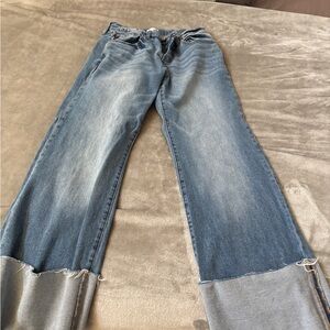 KanCan Blue Flare Jeans with Gray Hem